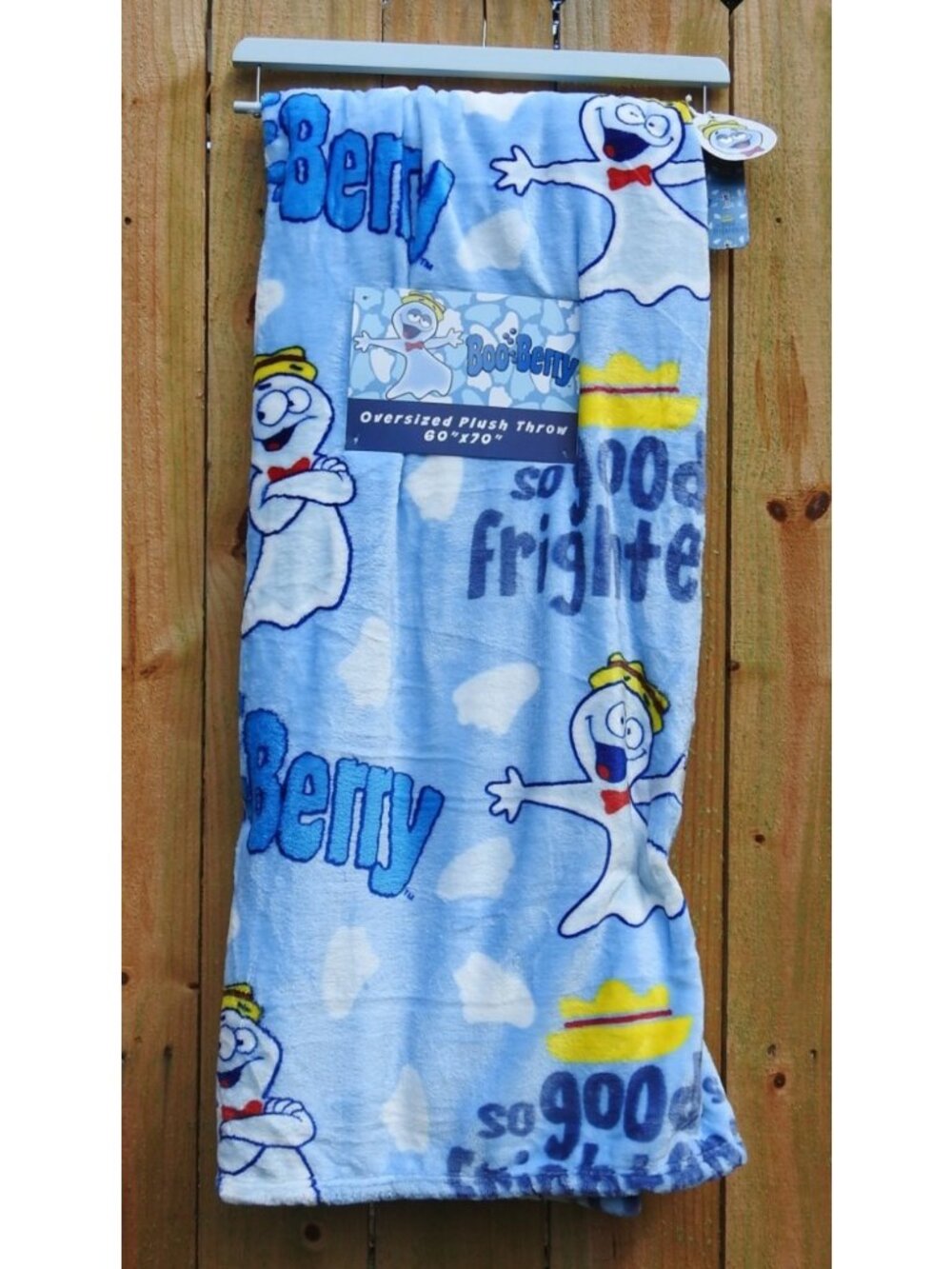Boo Berry Cereal Ghost Plush Throw Blanket 60x70 Halloween NWT Blue Halloween